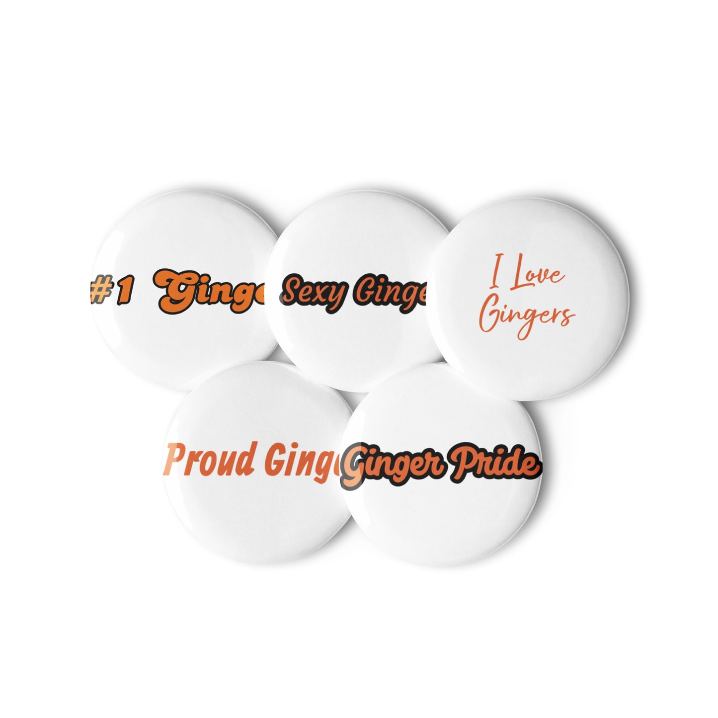 5 Piece Set Of Ginger Button Pins